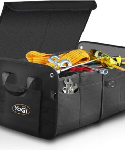 YoGi Prime Car Trunk Organizer with Lid, Collapsible Car Trunk Storage Organizer, Car Organizer and Storage for SUV, Truck, Sedan (Black)