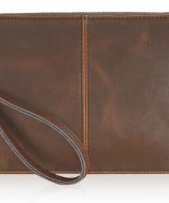 befen Genuine Leather Wristlet Clutch Wallet Purses Small Crossbody Bags Shoulder Handbag for Women, Silver Zipper